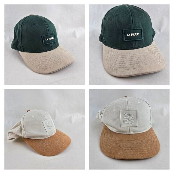 LA Parks Hat Bundle Mens One Size Green Khaki H&M Faux Suede Brim Baseball Cap G - Picture 1 of 16